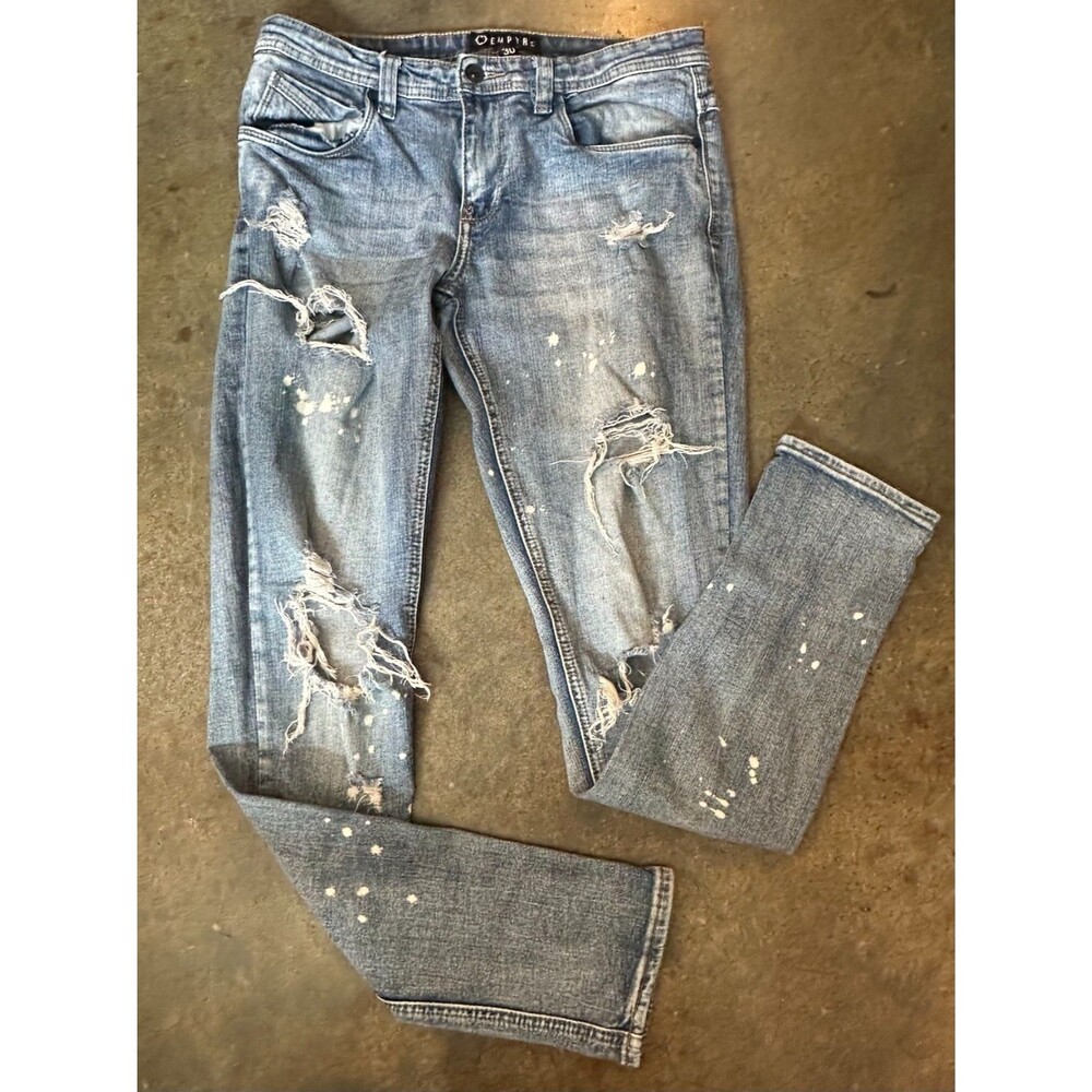 Empyre Distressed Skinny Jeans Size 30 Light Wash Ripped Grunge Y2K